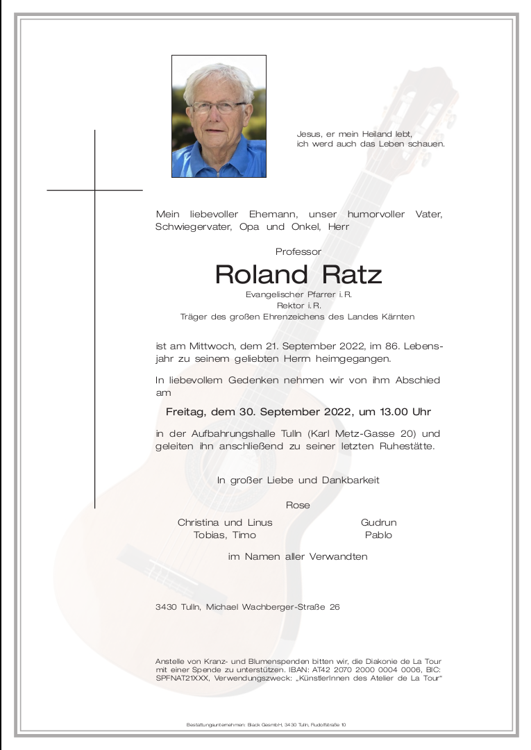 Professor Roland Ratz verstorben