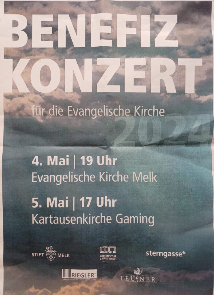 Einladung zum Benefizkonzert für die Evangelische Kirche
